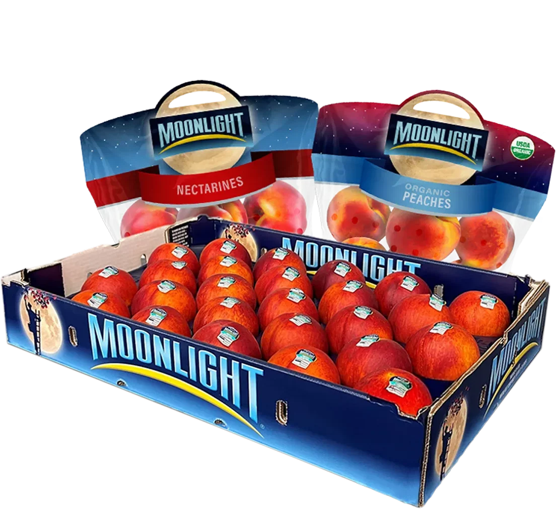 Moonlight Nectarines and Organic Peaches display