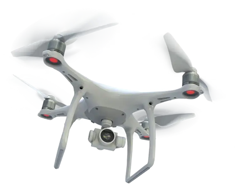 White quadcopter drone with camera